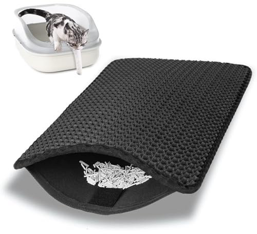 Cat Litter Tray Mat, 45 x 30 cm Litter Tray Mat, Non-slip Cat Litter Trapping Mat, Honeycomb Double Layer Design Cat Litter Mat, Waterproof Urine Proof, EVA Material Soft on Paws Cat Mat