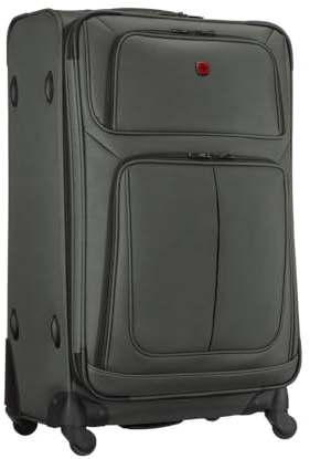 WENGER Sion Large Weichschalenkoffer mit 4 Rollen, Trolley, Groß, 114 (126) l, Erweiterbar, Damen Herren, Reisen Urlaub, Grau, 653589