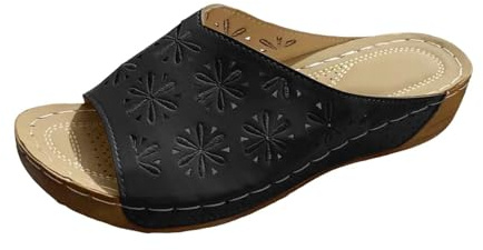 MJGkhiy Pantoufles orthopédiques pour femme d'été ouvertes devant pantoufles maison légères antidérapantes chaussures orthopédiques mer plage sandales Slip-On plante large mode chaussons compensés