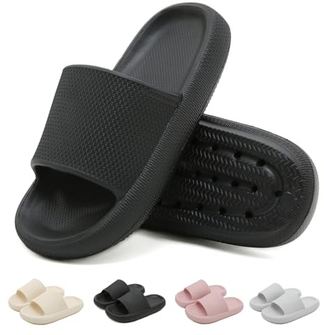Ulicox Ciabatte Mare Bambino Bambina Estive Antiscivolo Sandali Spiaggia Ragazza Leggeri Pantofole Piscina Scarpe da Bagno Doccia Ragazzo per Interni ed Esterni Nero 32/33