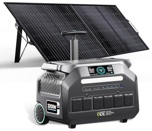 IEE 3200W Centrale Elettrica Portatile P3200 con Pannello Solare 400W, 2048Wh Generatore Solare, Batteria LiFePO4, Ricarica Rapida 1h, APP, 16 Porte, Portable Power Station per Campeggio, Camper