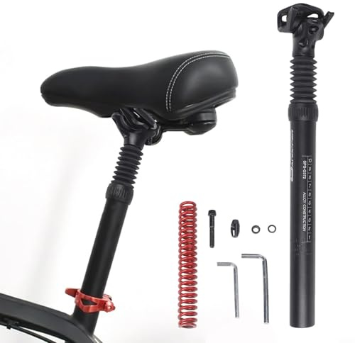 GANCEI Upphängningsstolpe, cykel sadelstolpe stötdämpande sadelstolpe 350 mm flera diametrar fjäderspole vibrationsdämpning