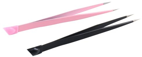 GANAZONO 2 piezas Pinzas de Manicura de Doble Punta para Uñas Herramienta de Precisión Ligera y Portátil Incluye Varillas de Presión para Decoración Kit Práctico para Uso Profesional y
