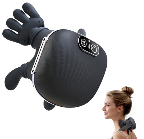 CRECAD Massaggiatore Cervicale 4D Riscaldante - Mano Massaggio Elettrico Collo con Manine con 3 Livelli di Intensità e 2 di Calore - Massaggiante Schiena in Casa Ufficio o Auto Regalo per Uomo Donna