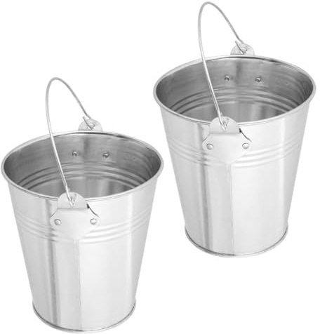 DEARMAMY Secchio per Olio da Griglia in Metallo 2 Pezzi, Contenitore Riutilizzabile per Grasso Barbecue, Secchio Raccogli Gocce Compatto per Barbecue da Esterno e Picnic