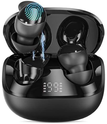 Ertuly T33 Sleep Earbuds, Bluetooth 6.0 Noise Cancelling Sleep Headphones for Side Sleepers, ANC Up to 98%, Sleep Mode, 48H Playtime, Small Earbuds Comfort Fit for Sleeping, Travel, Work, Black