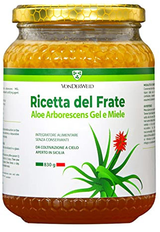 Vonderweid – Aloe Arborescens Padre Zago | Aloe Arborescens Biologica da Bere con Miele e Distillato di Grano | Integratore Naturale per Benessere Intestinale, Regolarità e Detox Fegato | 830 g