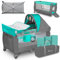 lionelo Sven Plus boîte 2 en 1 lit bébé, Table à Langer, Jouets, baldaquin Suspendu avec moustiquaire, entrée latérale supplémentaire Rouleaux, Mobiles, système LockGuard