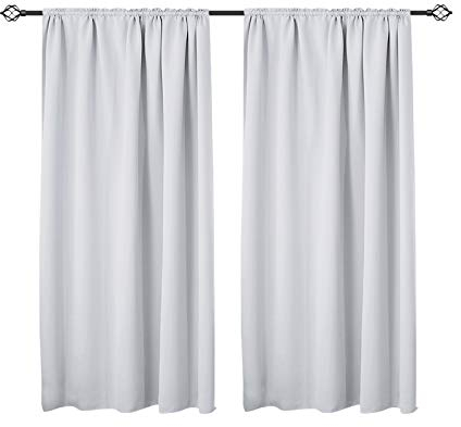 WOLTU 2er Set Gardinen, Verdunklungsvorhänge für Wohnzimmer Kinderzimmer, Blickdicht, Kräusebänder für Schiene, 250 g/m², kälteschutz lichtdicht, 135 x 175 cm, Weiß