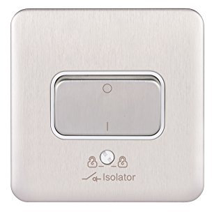 Schneider Electric Lisse Screwless Deco - Fan Isolator Switch, 3 Pole, 10AX, GGBL1013WSS, Stainless Steel with White Insert