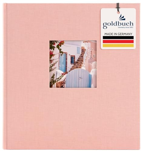 goldbuch 27 722 Bella Vista Fotoalbum mit Bildausschnitt Rosé, Erinnerungsalbum im Format 30 x 31 cm, Foto Album 60 weiße Seiten mit Pergamin-Trennblättern, Fotobuch mit Leineneinband, Babyrosa