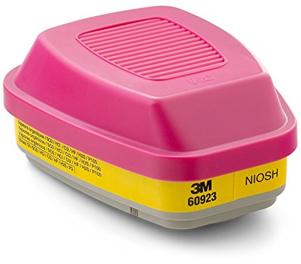 3M Organic Vapor/Acid Gas Cartridge/Filter 60923, P100 Respiratory Protection, 8 Filters