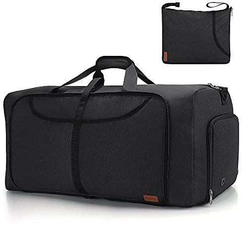 Vogshow 100L Bolsa de Viaje Plegable Grande, Bolsa Ligera Impermeable Plegable Bolsa de Fin de Semana, Bolsa Deporte con Compartimento para Zapatos para Hombres y Mujeres