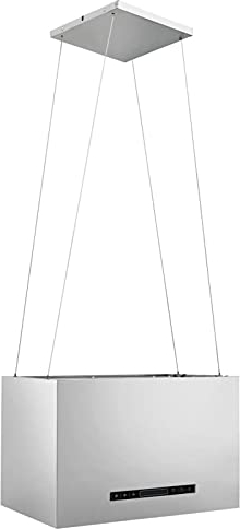 Susany Cappa da Cucina ad Isola Sospesa LCD con Sensore 55 cm Acciaio Argento/Nero 55x37 cm 180 W 220-240 V~, 50/60 Hz,Cappa Aspirante,Cappa a Isola