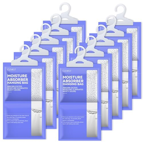 CLEVAST Déshumidificateurs d'armoire 10x 230g, Absorbeur d'humidité, Débarrassez-vous de l'humidité pour placard, les Sous-sols, Placards, Buanderies