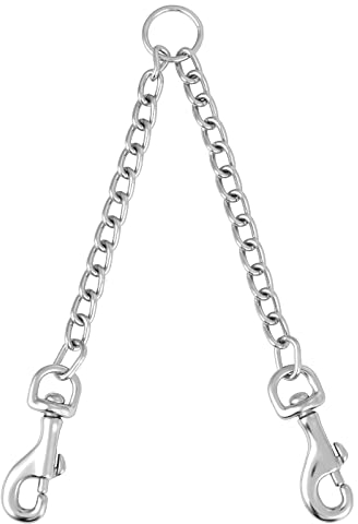 TIESOME Metal Double Dog Leash, Double Leash for Dogs Walking Training 360° Rotation Two Dog Splitter, Comfortable Chew Proof Dual Dog Leash Extension Splitter (2.5mm x 40cm)