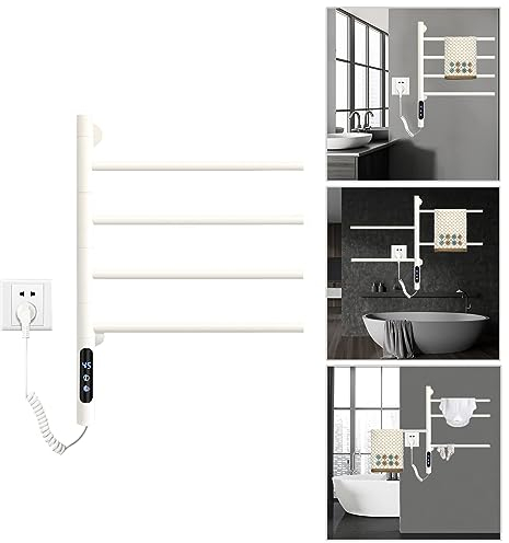 ZOYI Bañera de Secadora de Toallas eléctrica de rotación de 180 °, toallero de radiador de baño eléctrico, baño eléctrico Calentador de Toallas, radiador de Toallas eléctrico, 220V,Weiss