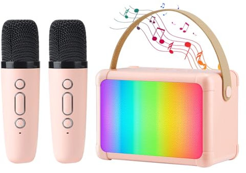 DAJILI Karaoke Machine for Kids Adults, Karaoke Machine 2 Wireless Microphones with Multiple Color Changes,5 Sound Effects, Portable Bluetooth Speaker, Karaoke Toys 3-9 Girls Birthday