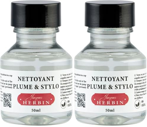 Herbin 12300T- Bottle of cleaner for fountain pens and roller pens 50 ml (product without packaging - zero waste objective) (Pack of 2)