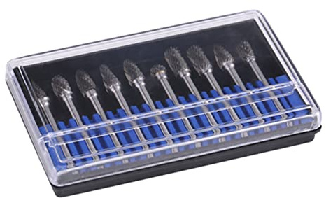 Set di Frese Rotanti in Acciaio Al Carburo di Tungsteno da 10 Pezzi, Varie Forme per Intagliare, Modellare, Adatto per Utensili Elettrici o Pneumatici (doppio schema)
