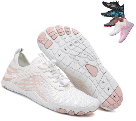 Muizary Hike Barefoot Shoes for Women Men Waterproof Trail Running Healthy & Non-Slip Barefoot Shoes -40 White