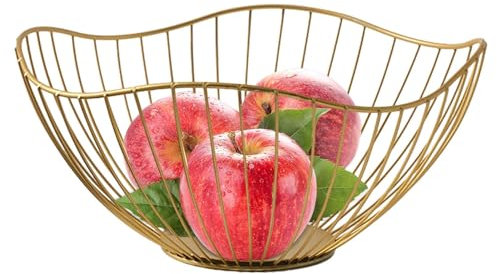 frutero de hierro, cesta de alambre - Cesta artística de alambre de metal para aperitivos,Cuenco versátil para organizar alimentos en el hogar para fresas, uvas, naranjas, plátanos y limones