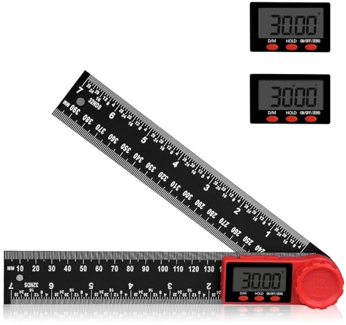 Transportador digital Aweohtle 2 en 1 con pantalla LCD, función Hold y fijo, regla de ángulo giratorio 360° para ingeniería, carpintería y medición – 200 mm/7,8 pulgadas