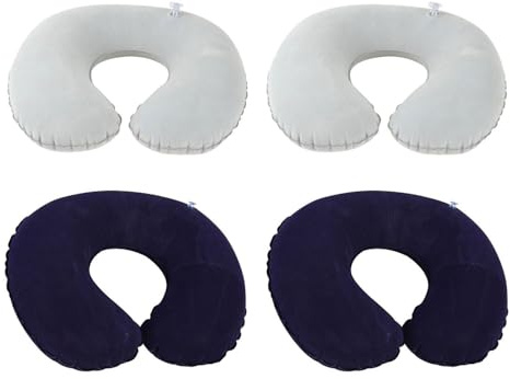 SLAXJNE 4-pack uppblåsbara nackkuddar, uppblåsbara resekuddar, hopfällbara utomhuskuddar, U-formade kuddar, vattentäta nackkuddar
