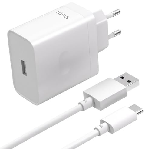 100W SUPERVOOC Charge Ladegerät für Oppo Schnellladegerät Netzteil Adapter für Oppo Reno12 FS 12 Pro 12F 11F 10 Pro A74 X5 Lite X3 Lite Oneplus 13 12R 12 Nord 4 3 CE 4 Lite mit 8A USB C Ladekabel 1M