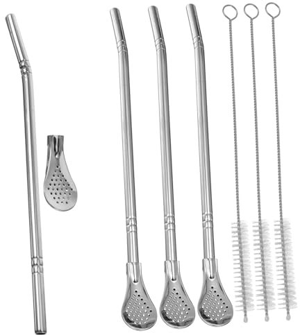 GLEAVI 1 Set cucchiaio di paglia infusori per tè sfuso colini da tè per tè sfuso infusore per tè sfuso cannuccia del tè Filtro mescolando paglia agitazione cannucce Acciaio inossidabile