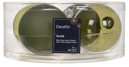 Weihnachtskugeln Glas 8cm 4 Stück - matt & glänzend transparent - Große Christbaumkugeln Weihnachtsbaumkugeln für Weihnachten - Christbaumschmuck & Weihnachtsbaumschmuck - Rosmarin transparent