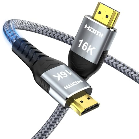 Anehmeta 16K 10K 8K HDMI 2.2 Cable 10FT, 96Gbps Ultra High Speed 16@60Hz 8K@240Hz 4K@480Hz Braided HDMI Cord, HDCP 2.2 & 2.3, Dynamic HDR, eARC, Compatible with P5S HDTV PC Monitor Xbox Series
