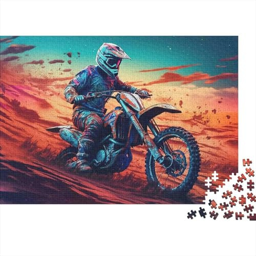Rompecabezas Ecológico 1000 Piezas Cartón Reciclado Acción Piloto Motocross Juego Educativo Anti-estrés Decoración Pared Regalo Inauguración Casa Nuevos Propietarios 52x38cm