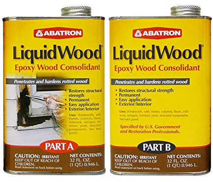 Abatron LiquidWood Kit - 2 Quarts - 2-Part Structural Wood Epoxy Resin - Wood Hardener and Consolidant - Perfect Primer for WoodEpox Epoxy Wood Filler