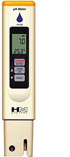 HM Digital Medidor de pH PH-80 de mano resistente al agua con ATC para hidroponía, jardinería, acuarios, arrecifes, piscinas, spas, tratamiento de agua, agua potable