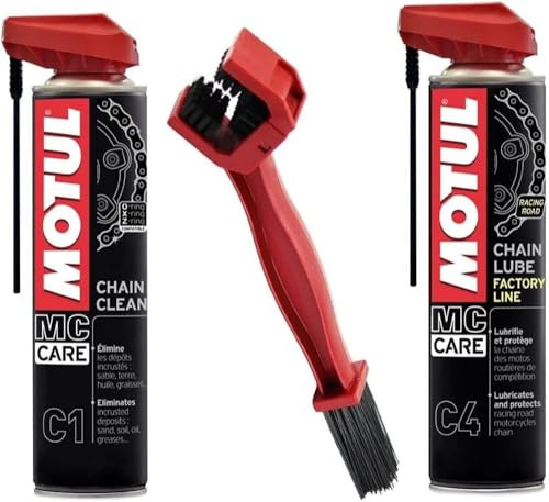 Kit PULISCI LUBRIFICA Catena MOTUL C4 Chain LUBE 400ml + C1 Chain Clean 400ml