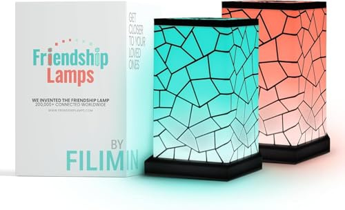 Friendship Lamp Long Distance WiFi Touch Light with Instant Sync, Easy Setup, No Subscription Required, Color-Changing LED Gift for Family, Friends & Loved Ones - 2 Sets