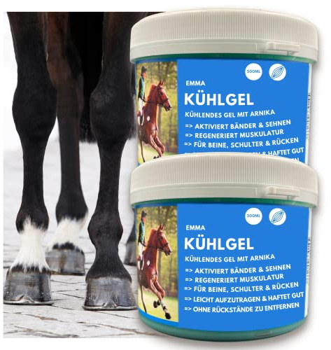 Kühlgel Pferd I Pferdesalbe Pferdebalsam kühlend 2x500ml Gel mit Arnika Salbe hochkonzentriert I Kühlsalbe Pferd extra stark Sehnen Gelenke Muskeln I kühlende Salbe I Kühl Arnica Gel bei Muskelkater