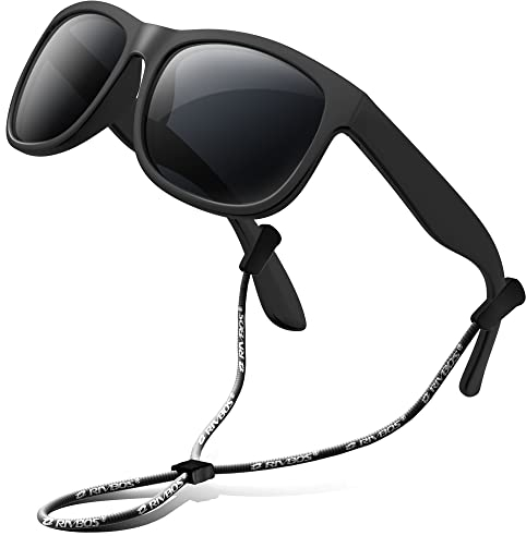 RIVBOS Gummi Sonnenbrille kinder Polarisierter UV400 Schutz Flexiblem Brille mit Riemen Jungen Mädchen Baby und Kinder Alter 3-10 RBK023