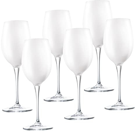 Barski Goblet - White Wine Glass - Crystal Glass - Water Glass - Opal White - Stemmed Glasses - Set of 6 Goblets - 14 oz Made in Europe