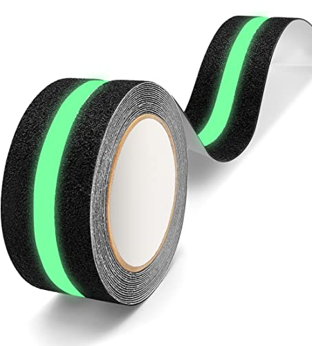 XFXIA Antirutsch Klebeband Glow, rutschfest Streifen mit Selbstklebend, Antirutschband für Treppen Stufen Bodenbelag, Stark Antirutschband Selbstklebend (50mm x 5m, Fluoreszenz)