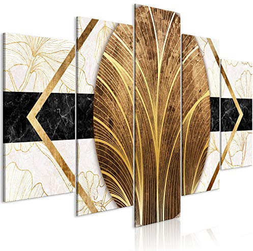 murando Cuadro Acústico Abstracto 100x50 cm espuma acústica absorbe el sonido aislamiento lienzo de 5 piezas Impresión Artística Decoración de Pared Flores Lirios Hoja Negro b-A-0761-b-m