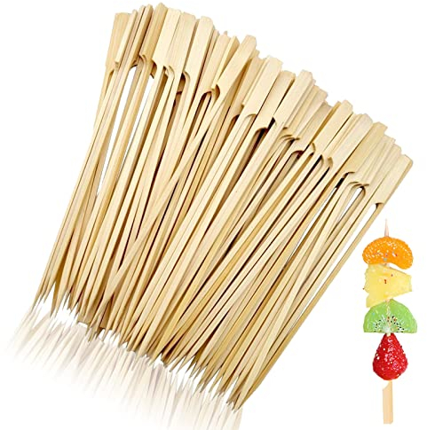 200 PCS Bamboo Skewers, 18 CM Wooden Bamboo Paddle Skewers Paddle Skewers Barbecue Bamboo Skewers for Grill Party Fruit Cocktails Buffets Party