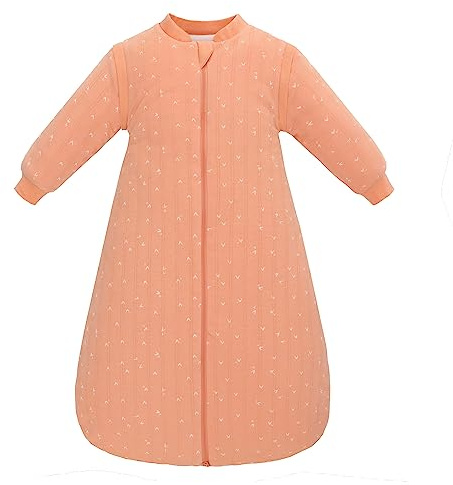 Saco de Dormir para Bebé con Mangas Desmontables, TOG 2,5, 100% Algodón, Ideal para Entretiempo e Invierno, Longitud 90 cm, 6-18 Meses (Naranja)