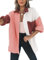 Dokotoo Bluse Damen Musselin Langarmshirt Baumwolle Lässig Oberteile Hemd Langarm Farbblock Shirts Knopfleiste Tops Hemdjacke Braun M