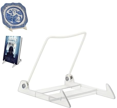 KINGDOM SOLUTIONS MADE IN USA 4-Pack Adjustable Acrylic Easels - Plate Stand - Sturdy Book Stand for Art, Pictures, Plates, Frames - Unique on the Market