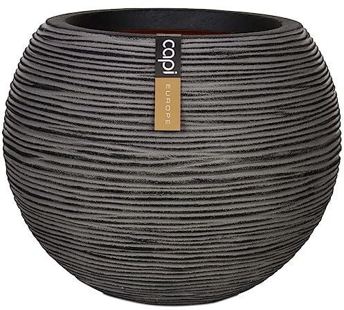 WRJENFSC Blumentopf Nature Rib Kugel Dekorative Pflanzgefäße Hochbeete für Tomaten Gartenbeete im Freien 40 x 32 cm Anthrazit Geeignet für Innenhöfe, Terrassen, Decks, Gärten, Hinterhöfe