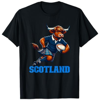 Scotland Cow Rugby Scottish Highland Cow Scotland Rugby T-Shirt