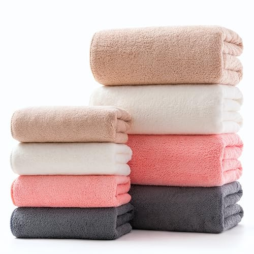 Lumimi Towel Set of 8 Microfiber 4 Bath and 4 Hand Towels, Multicolour A | Quick Dry Soft