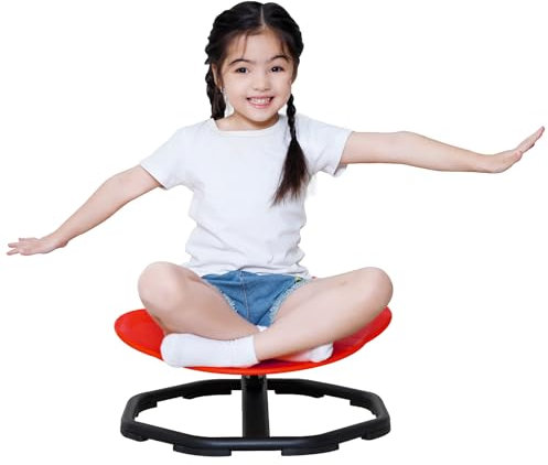 youtu® Karussell Kinder Drehstuhl, Balance Drehhocker trainiert Physische Koordination und Gleichgewicht, für besondere Bedürfnisse. Bereichert das Spiel und die Erkundung (Rot)